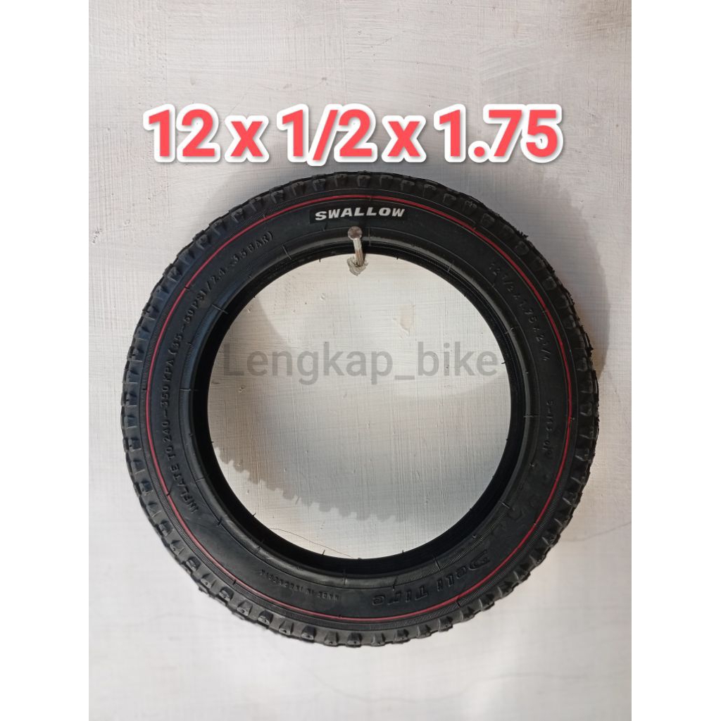 Ban Luar Sepeda Anak-anak Swallow Ukuran 12 x 1/2 x 1.75 x 2 1/4