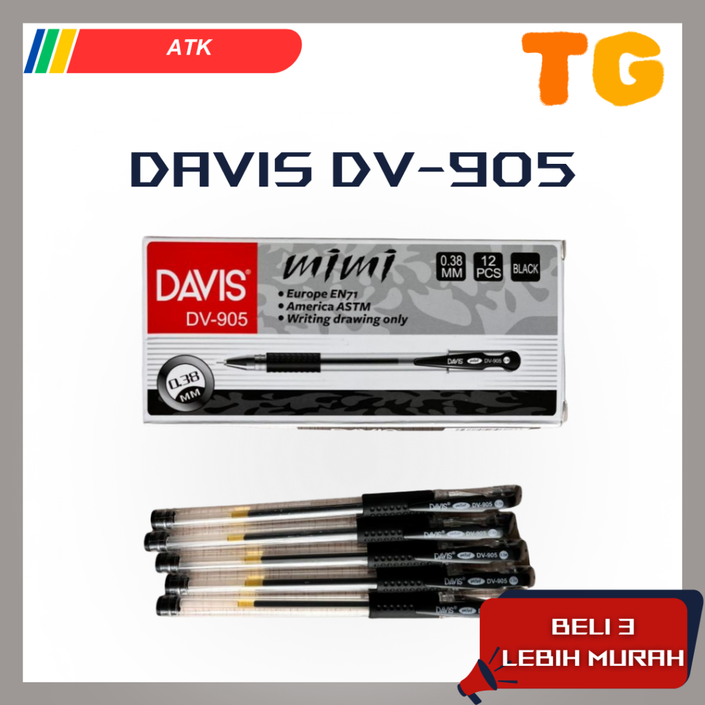 

DAVIS DV-905 Pulpen Hitam JINGYI MIMI Gel Mini Bolpoin Pena 0.5mm