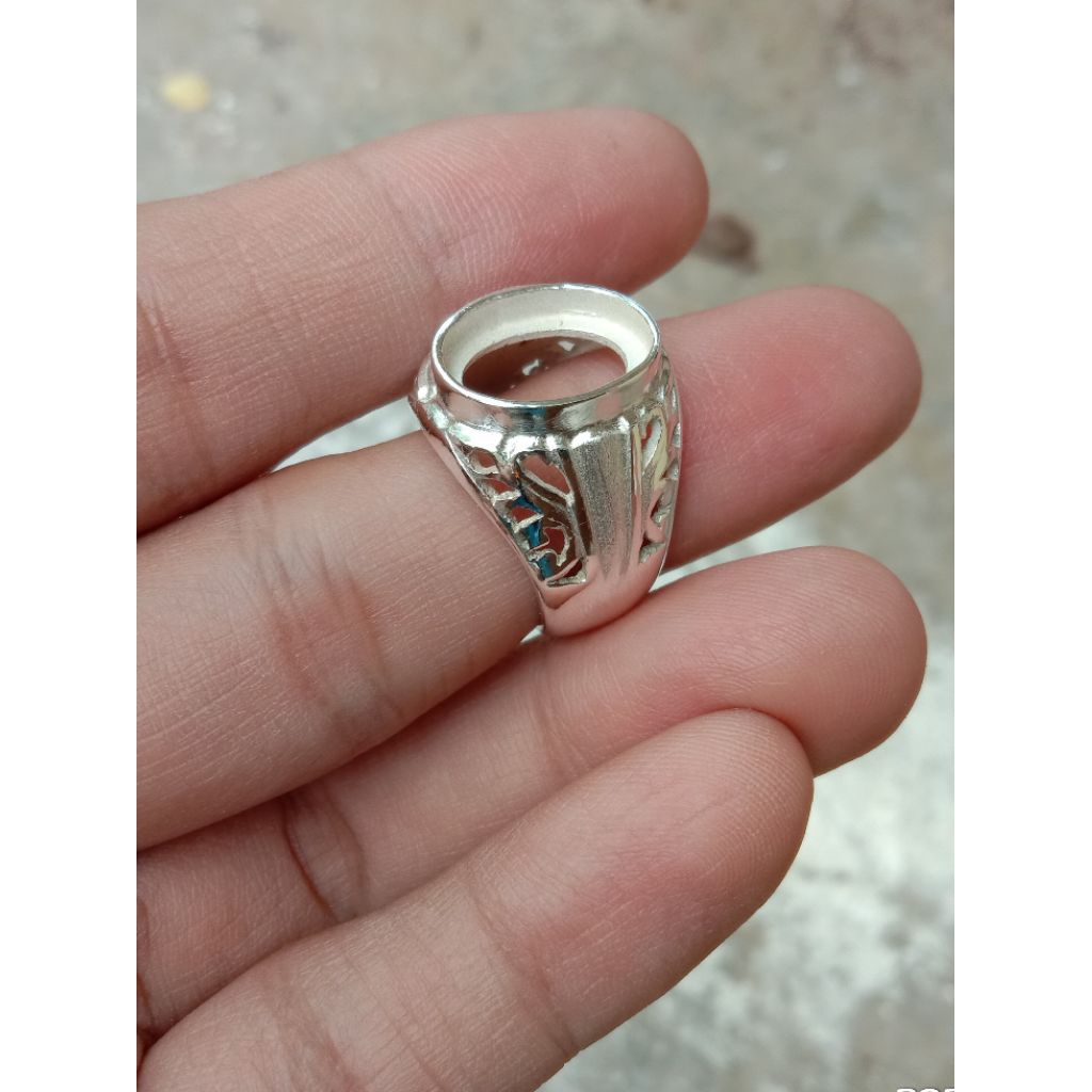 Cincin pria bahan perak asli untuk batu akik dim 14 x 12