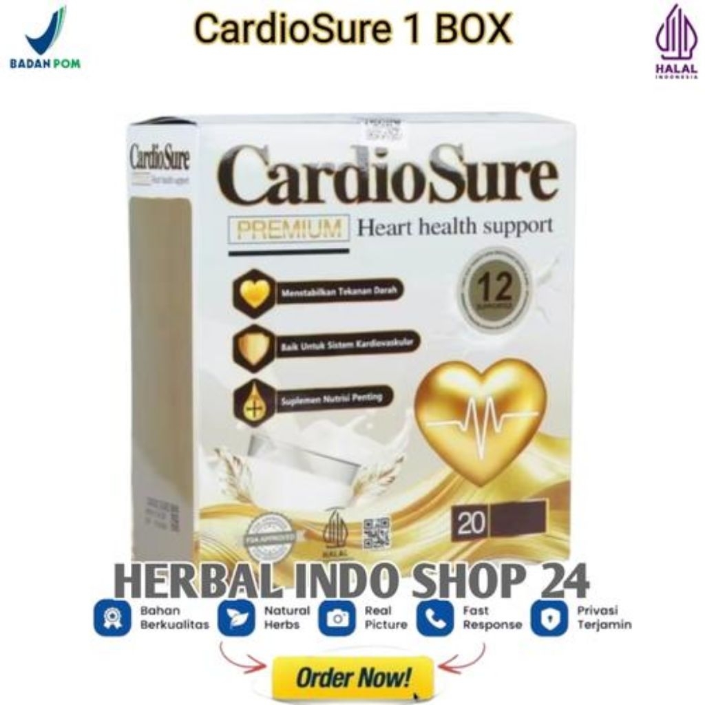

CardioSure Premium Susu Obat Herbal Jantung Kolesterol Asam Urat BPOM Halal 12 Sachet Menstabilkan Tekanan Darah & Mendetox Tubuh