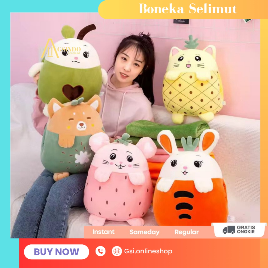 [GSI] Boneka Balmut Bantal Selimut  Karakter Animals Buah Lucu Imut Bahan Lembut Hadiah Anak