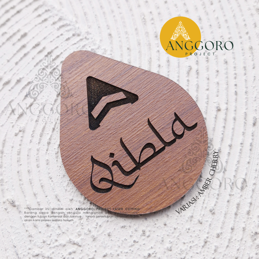 Sign Arah Kiblat Kayu Murah / Sign Board Kiblat Signage / Arah Kiblat Murah / Tempelan Kiblat