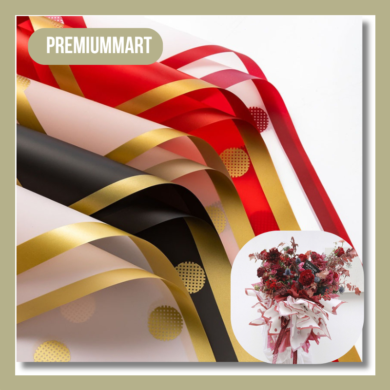 

20 LEMBAR Kertas Buket Bunga Polkadot Les Gold Cellophane Flower Wrapping Paper KB099