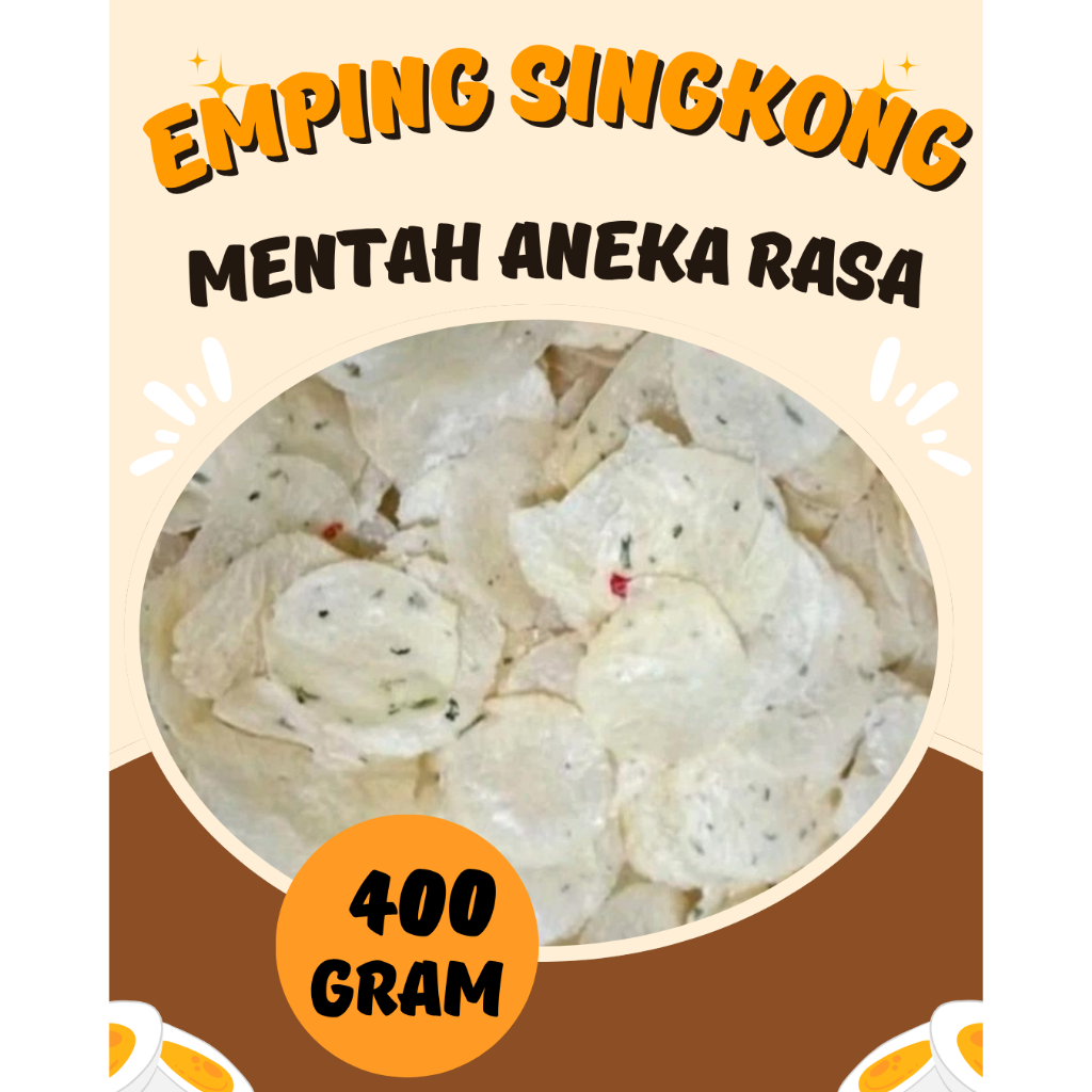 

Camilan Emping Singkong / Emping Telo /Ketela Super Telur Mentah Rasa Pedas Manis, Gurih Dan Pedas