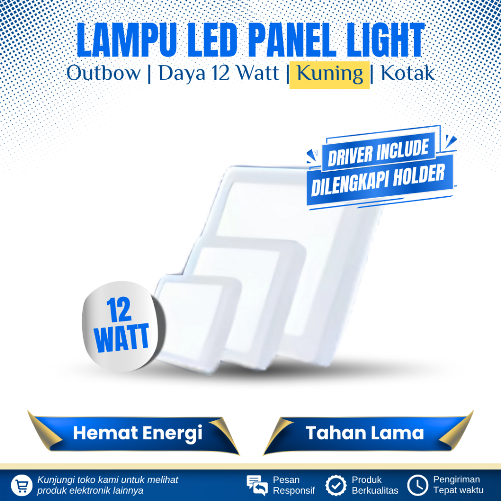 LAMPU DOWNLIGHT LED OUTBOW 12 WATT KOTAK CAHAYA KUNING LAMPU LED PANEL LIGHT 12 WATT OUTBOW KOTAK