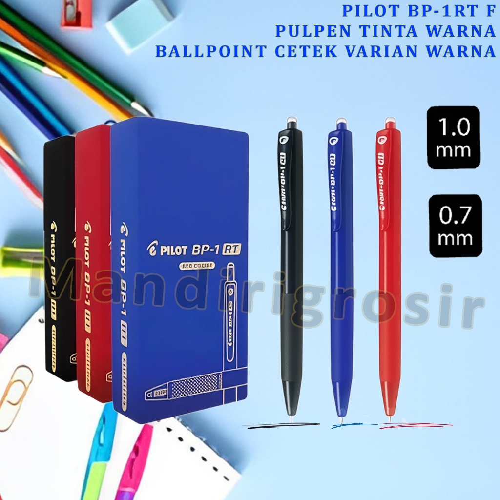 

Pulpen Tinta Warna * Pilot Ballpoint * Ballpoint Cetek Varian Warna * BP-1RT F