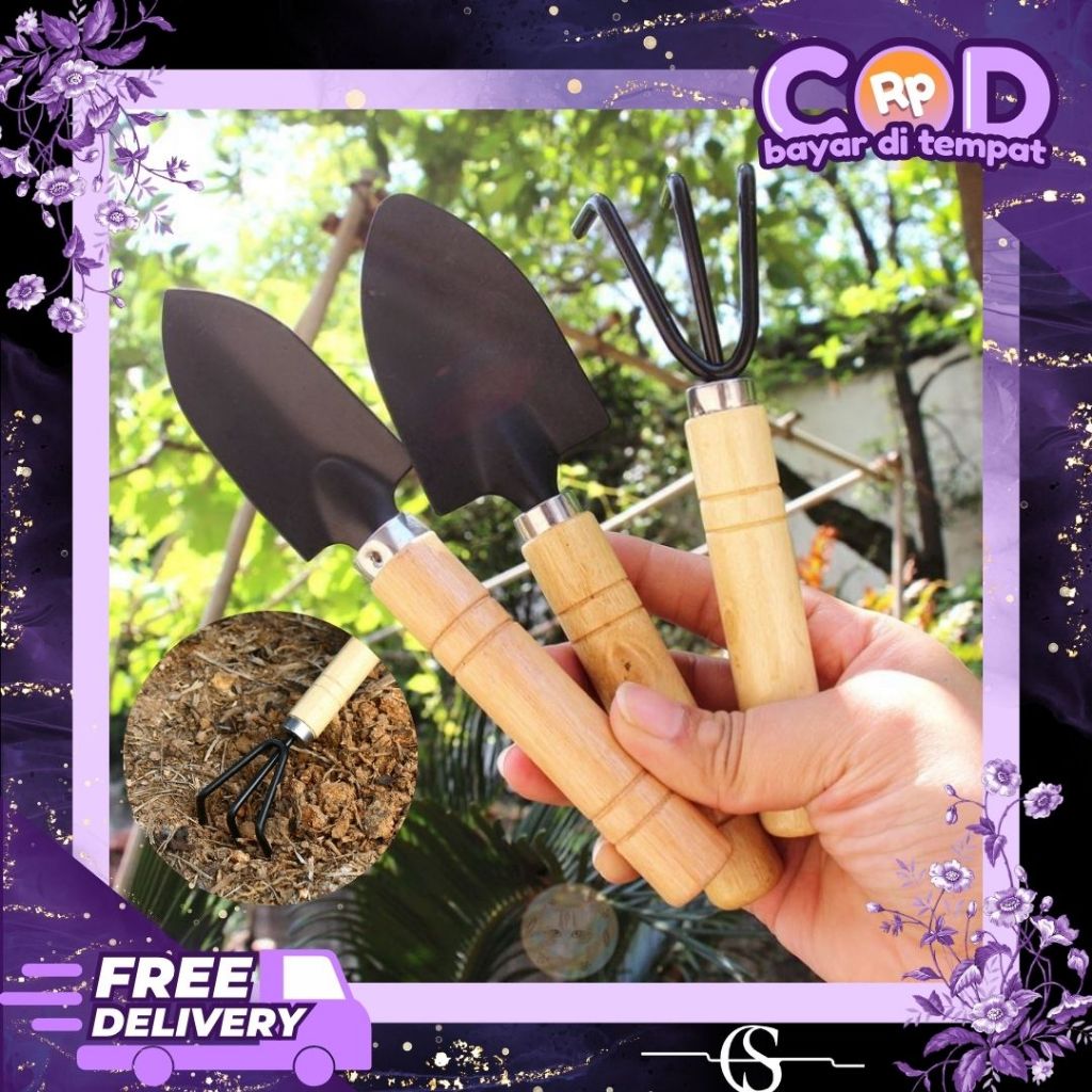 3 Set Gardening / Sekop Garpu Cangkul Mini Set Sekop Cangkul Garpu / Sekop Mini Tanaman Hias Shovel