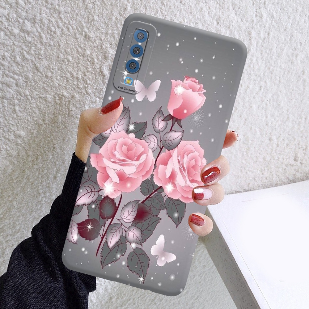 Premium Case Mewah SAMSUNG GALAXY A7 2018 / A9 2018 Full Cover Casing Ponsel BUNGA CANTIK GEMESIN So