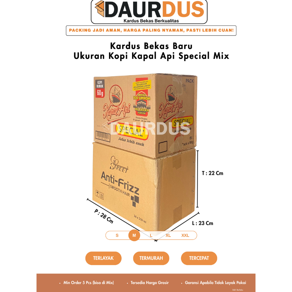 

Kardus Packing Bekas Baru Kopi Kapal Api | Box | Kemasan (27x23x23)