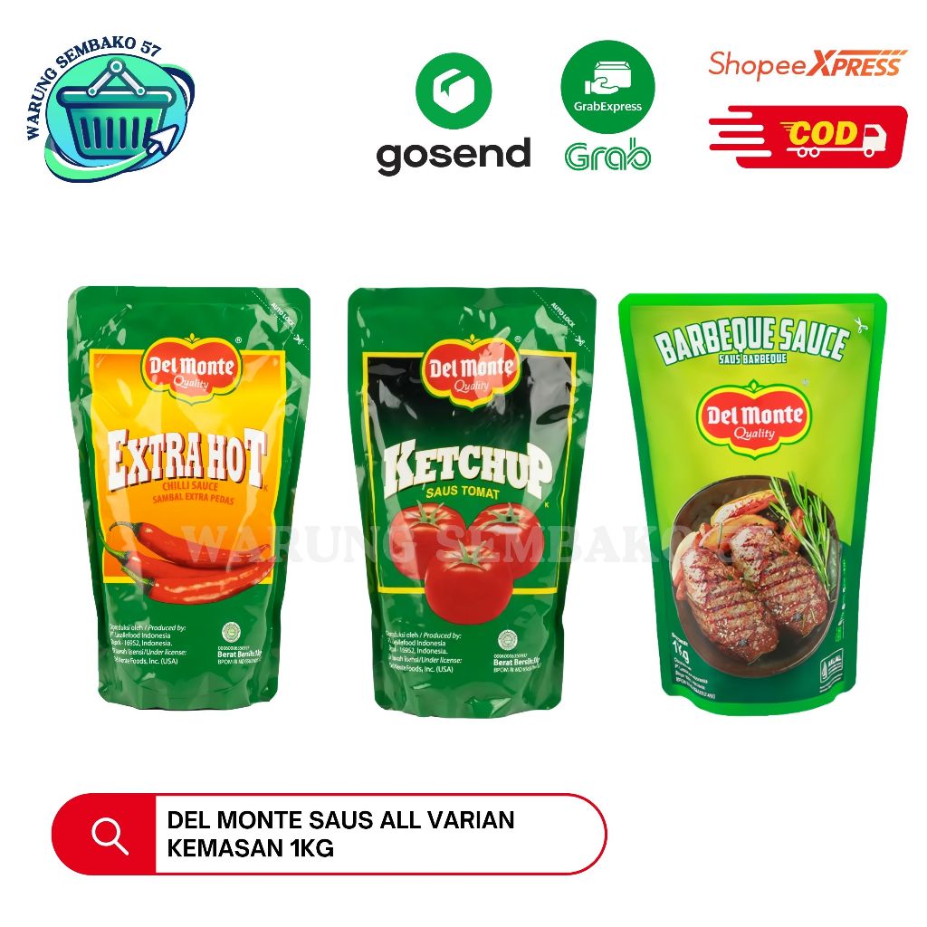 

Del Monte Extra Hot Chilli Sauce / Ketchup Saus Tomat Saus BBQ All Varian Kemasan 1kg