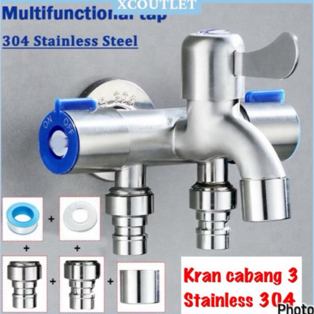 Promo kran keran cabang 3 stainless sus 304 KRAN SHOWER CABANG 3 TIGA UKURAN 1/2 INCH keran shower a