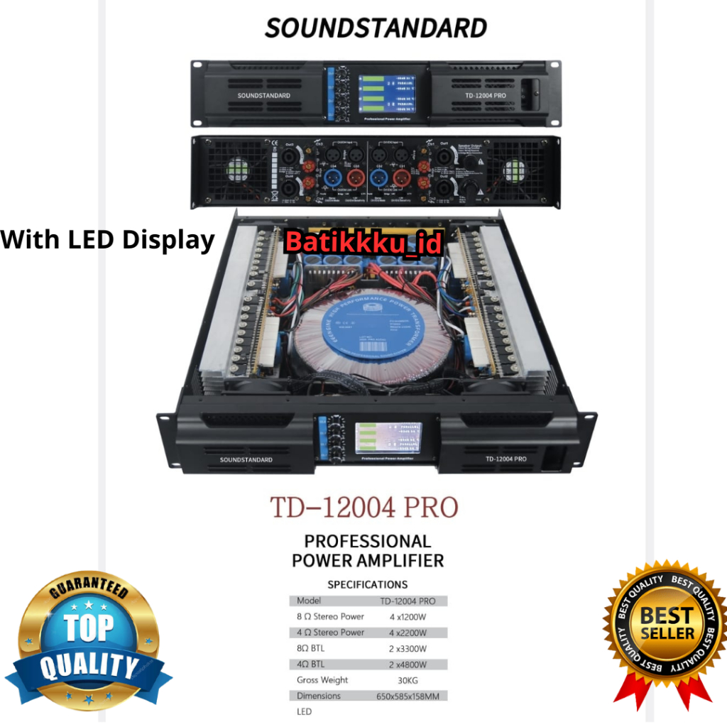 Power Amplifier SOUNDSTANDARD TD 12004 PRO TD12004 PRO 4 x 1200 Watt Class H 4Ch With LED Display