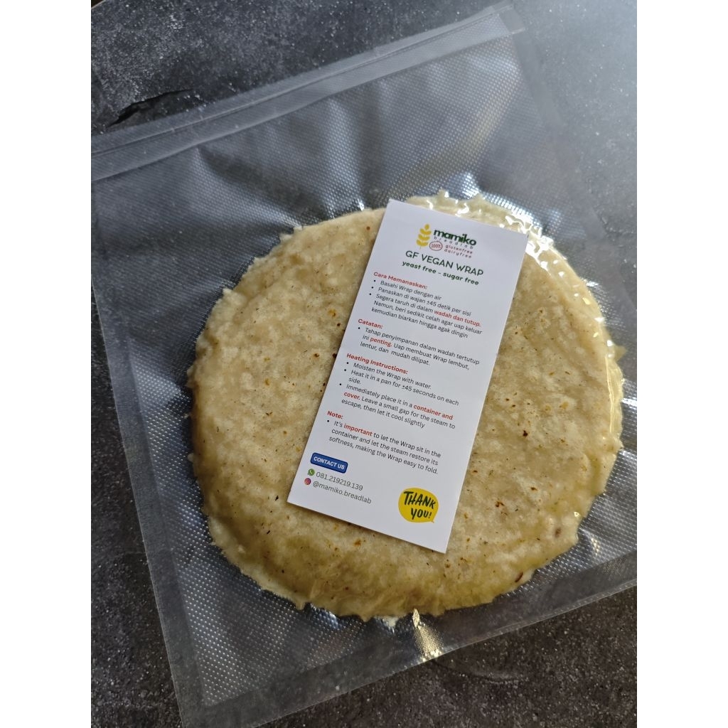 

Roti Gluten Free Vegan Wrap Yeast Free Sugar Free Flatbread Bebas dari Gluten, Ragi, Produk Hewani