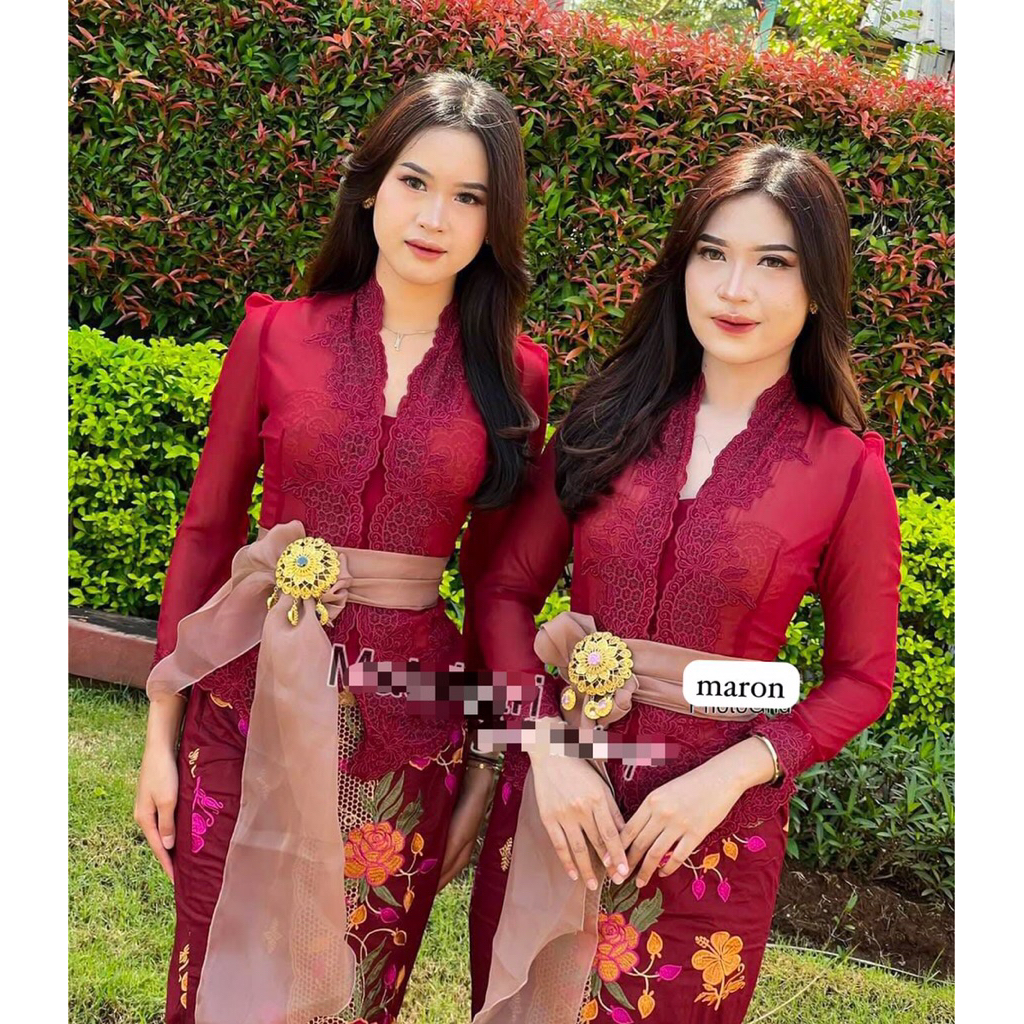 Kebaya jadi bordir motif nanas terbaru || Kebaya bordir sifon tangan panjang || Kebaya bordir terbar