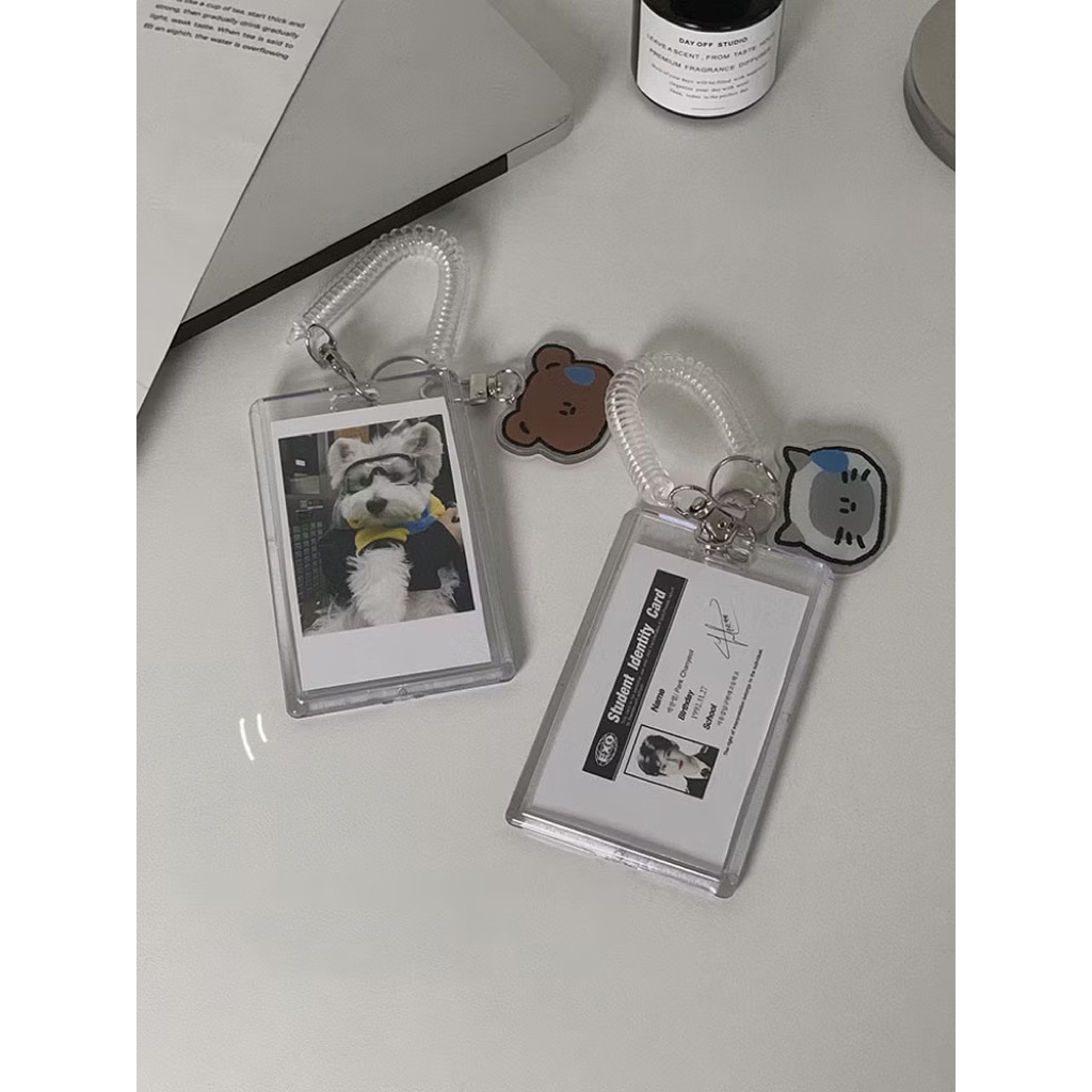 

Card Holder Photocard IDCard Gantungan Kuci Spiral Kartu Akrilik Transparan Tempat Kartu Emoney