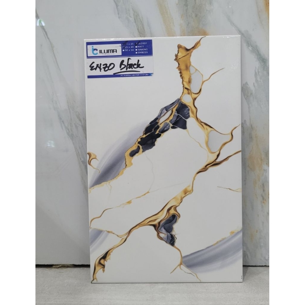 Keramik Dinding Enzo Black 25x40 Glosy