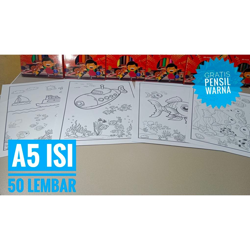 

Kertas mewarnai / isi 50 lembar / tema dunia laut