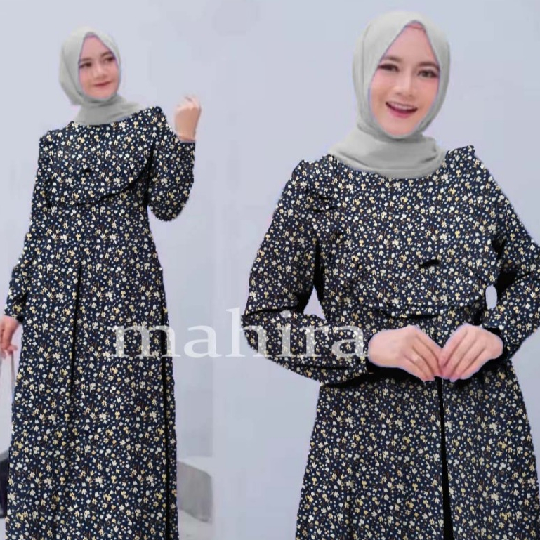 Raya Series Gamis MAHIRA Muslim Syari Resleting Depan Lengan Panjang Wanita Jumbo Remaja Dewasa