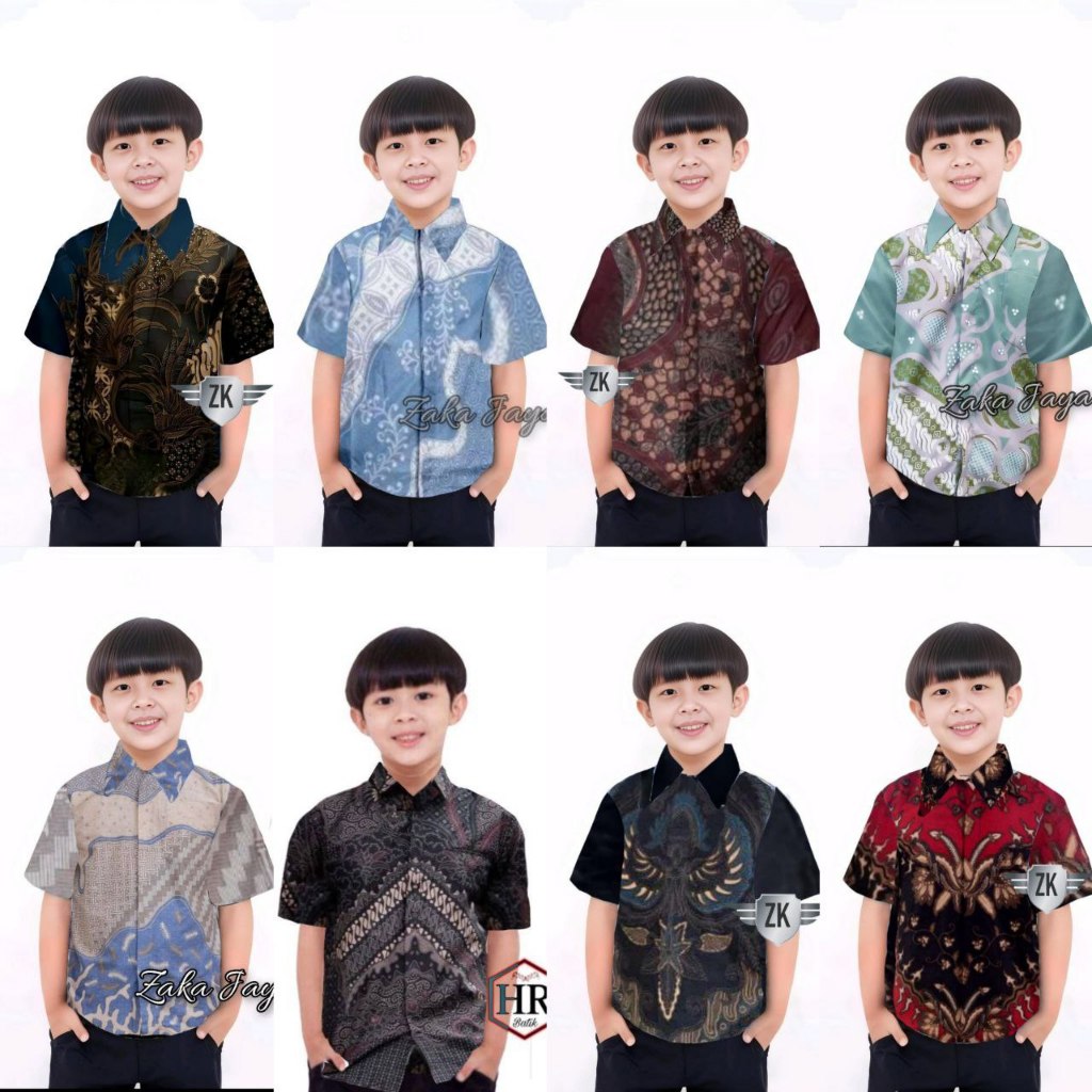 Kemeja Batik Anak laki laki baju batik anak laki laki umur 2-12 tahun hem batik anak pendek