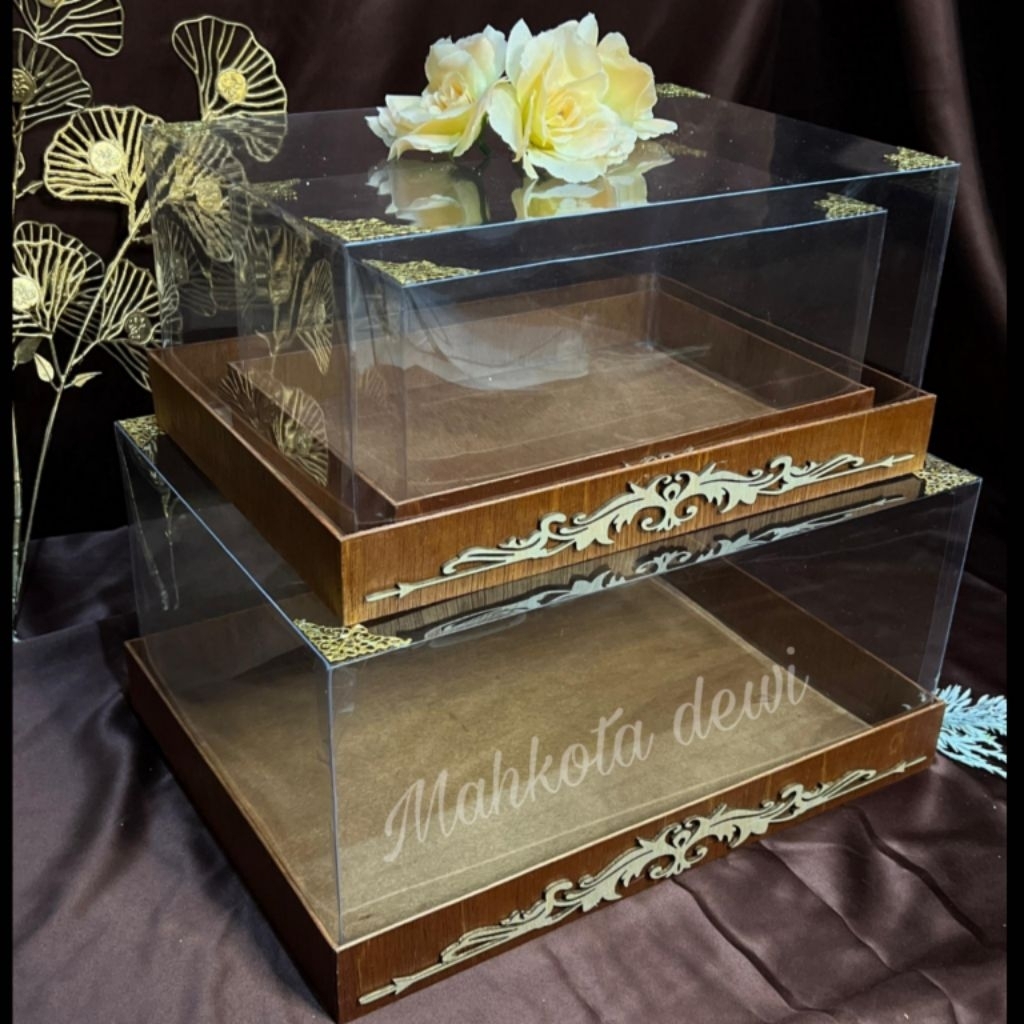 kotak seserahan pernikahan kayu 1 set isi 3 motif ukir timbul