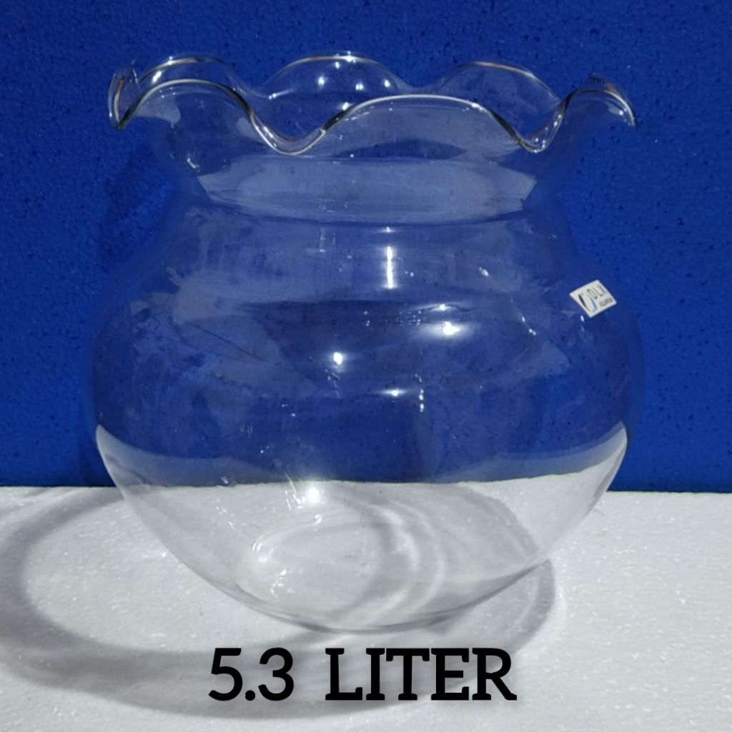 Aquarium Kaca Bulat SHELLA 5.3 Liter ( Khusus Instant ) / Merk DLX / Aquarium Toples