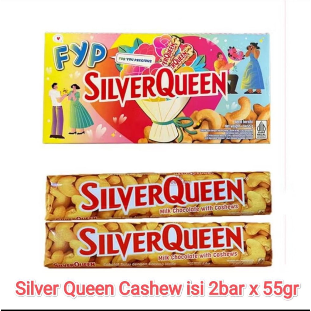 

silverqueen cashew chocolate 55 gr | silver queen isi 2 batang