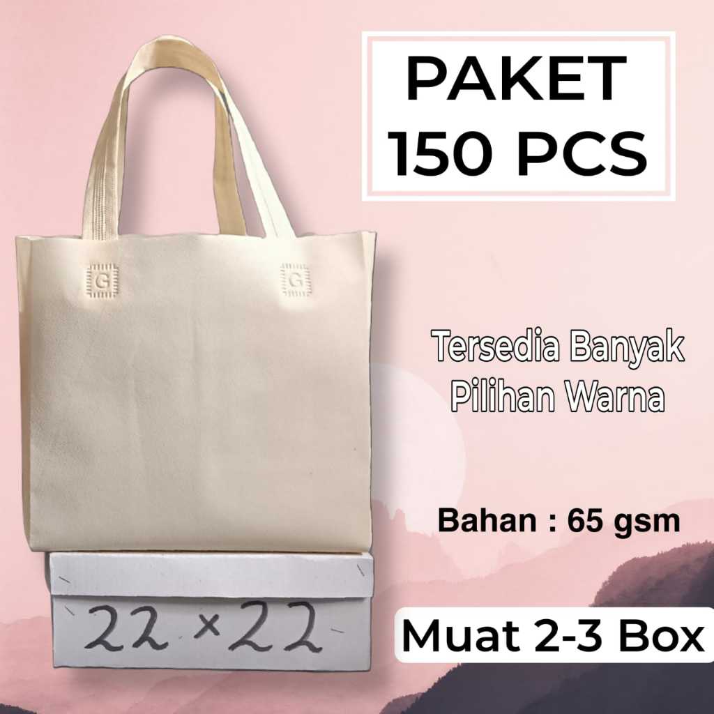 

( PAKET HEMAT ) Hls Box dus 22x22 Isi (150 PCS) Tas Kain Spunbond