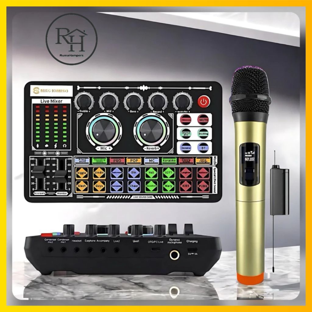 [ RH ] paket soundcard f999-Mkf 01 plus mic wireless SoundCard Bluetooth compatible External Wireles