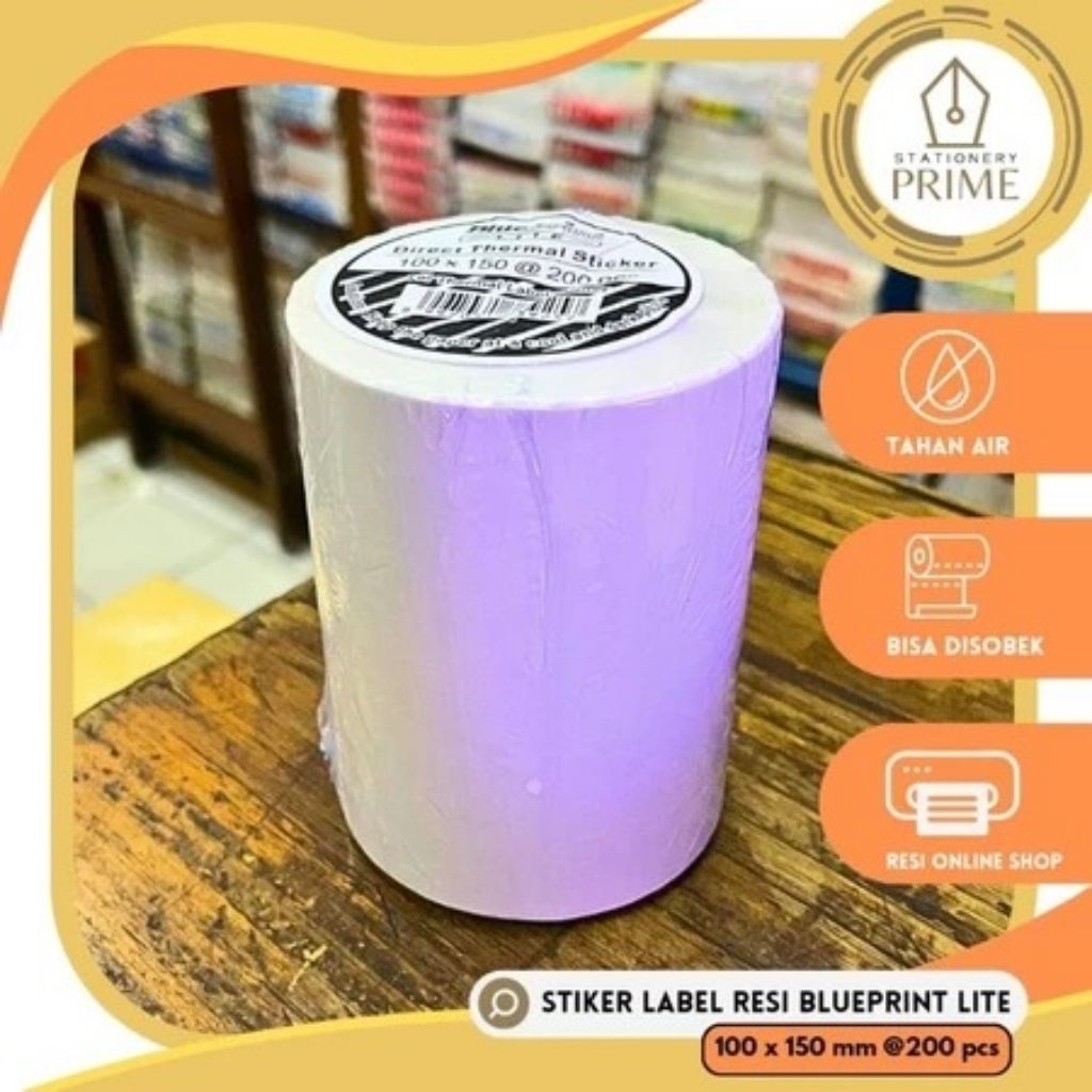 

Direct Thermal Sticker Label Resi BLUEPRINT Lite 100x150 mm isi 200 pcs