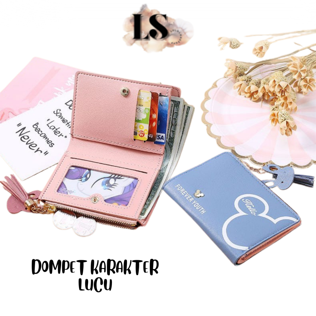 LS - DOMPET WANITA LIPAT D109 DOMPET KARAKTER LUCU KARTUN
