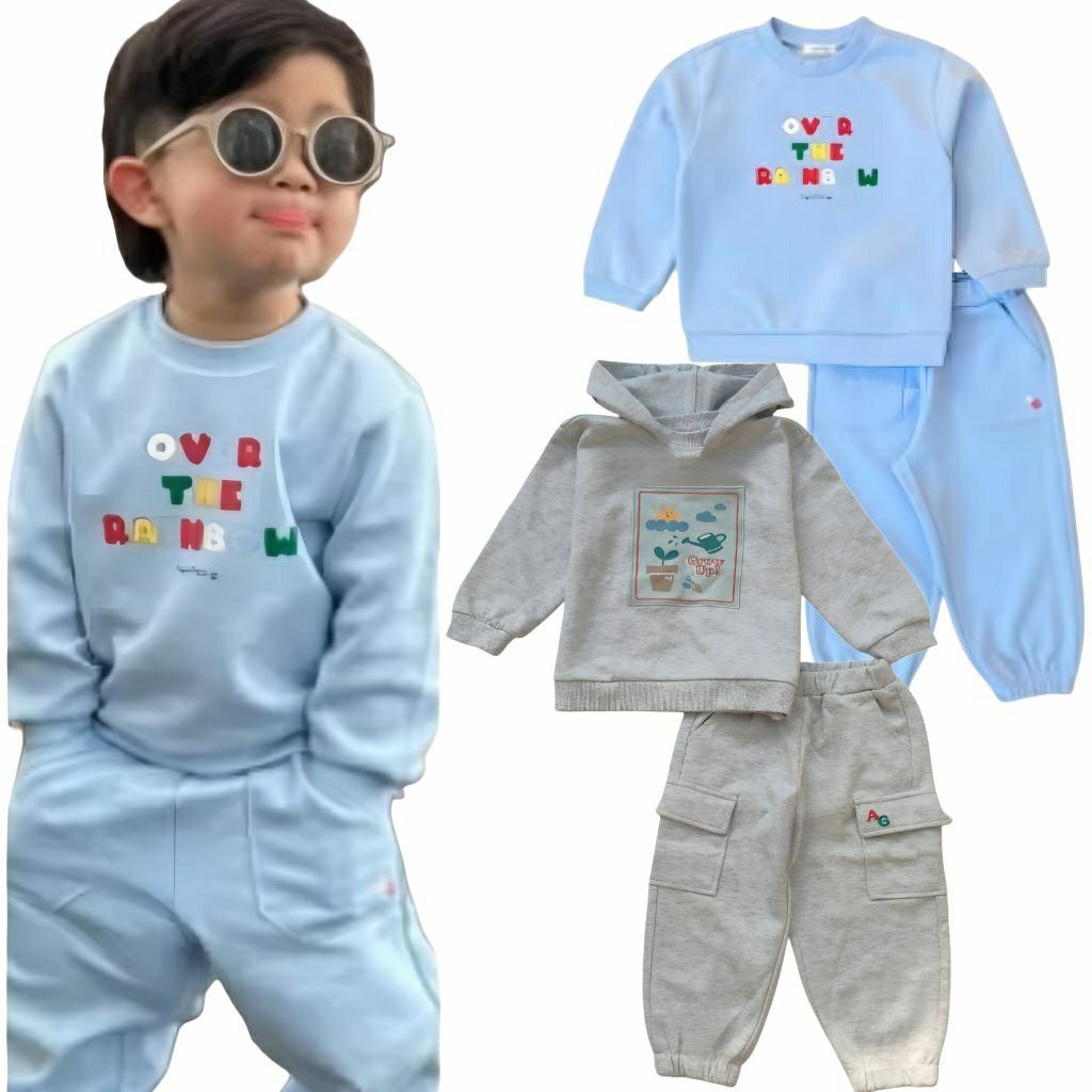 Agabang Boys & Girls Set Sweater Pants Jogger / Setelan Anak Laki-laki dan Perempuan Sweater & Celan