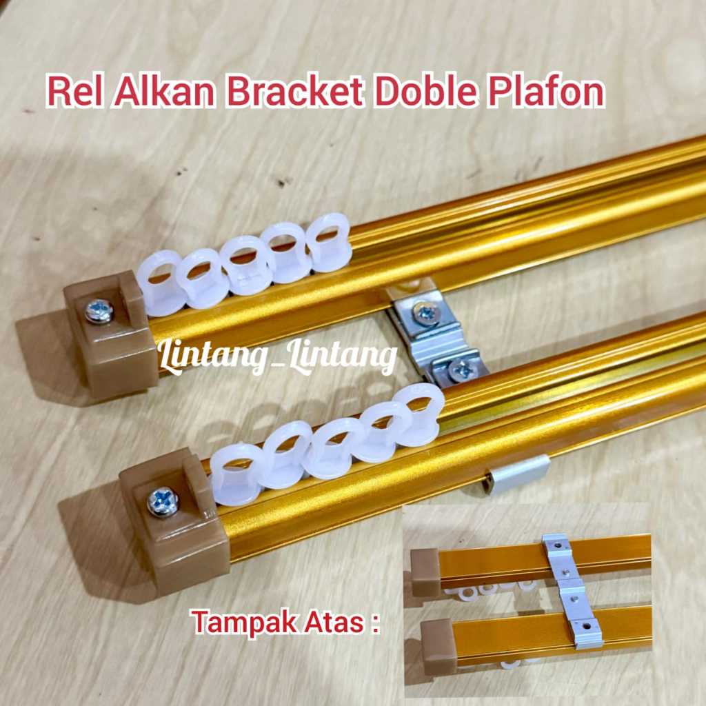 Rel gorden plafond Double Sambungan - Rel Hordeng Plafon Atas Ganda Oval - Batang Gorden Nempel Plaf