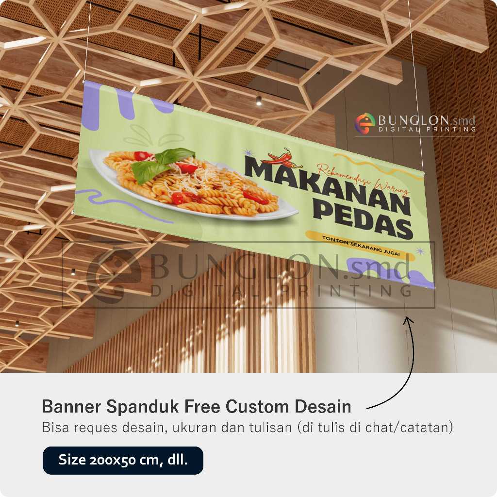 Spanduk Makanan Pedas Free Custom Desain