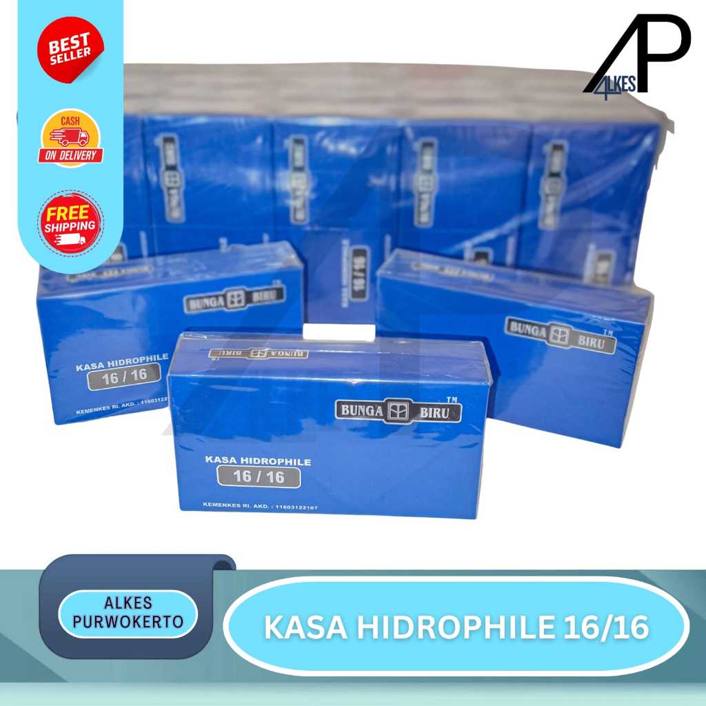 Kasa Bunga Biru 16x16 hydophile / Kasa BB steril