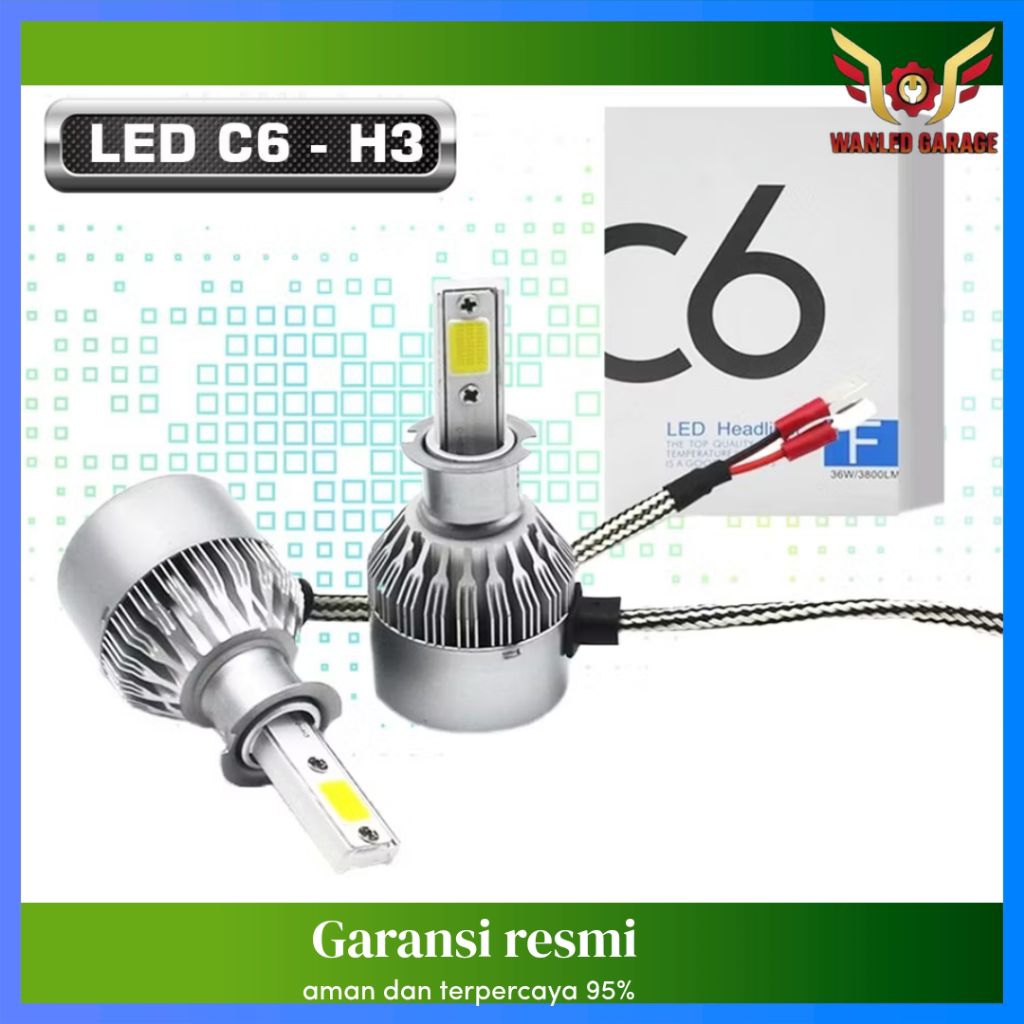Lampu C6 LED 36 W COB Mobil Motor SOCKET H3