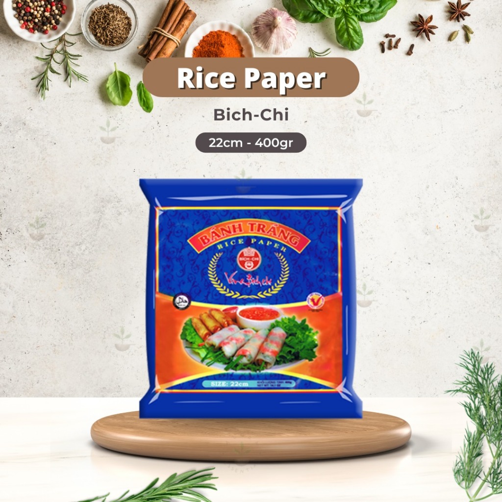 

BANH TRANG Rice Paper Bulat 22 cm 400 GR - Kulit Lumpia Vietnam 400gr - Vietnam Rice Paper Lumpia - Java Rice Paper - Rice Roll Spring - Bich Chi Banh Trang Rice Paper 400gr 22cm