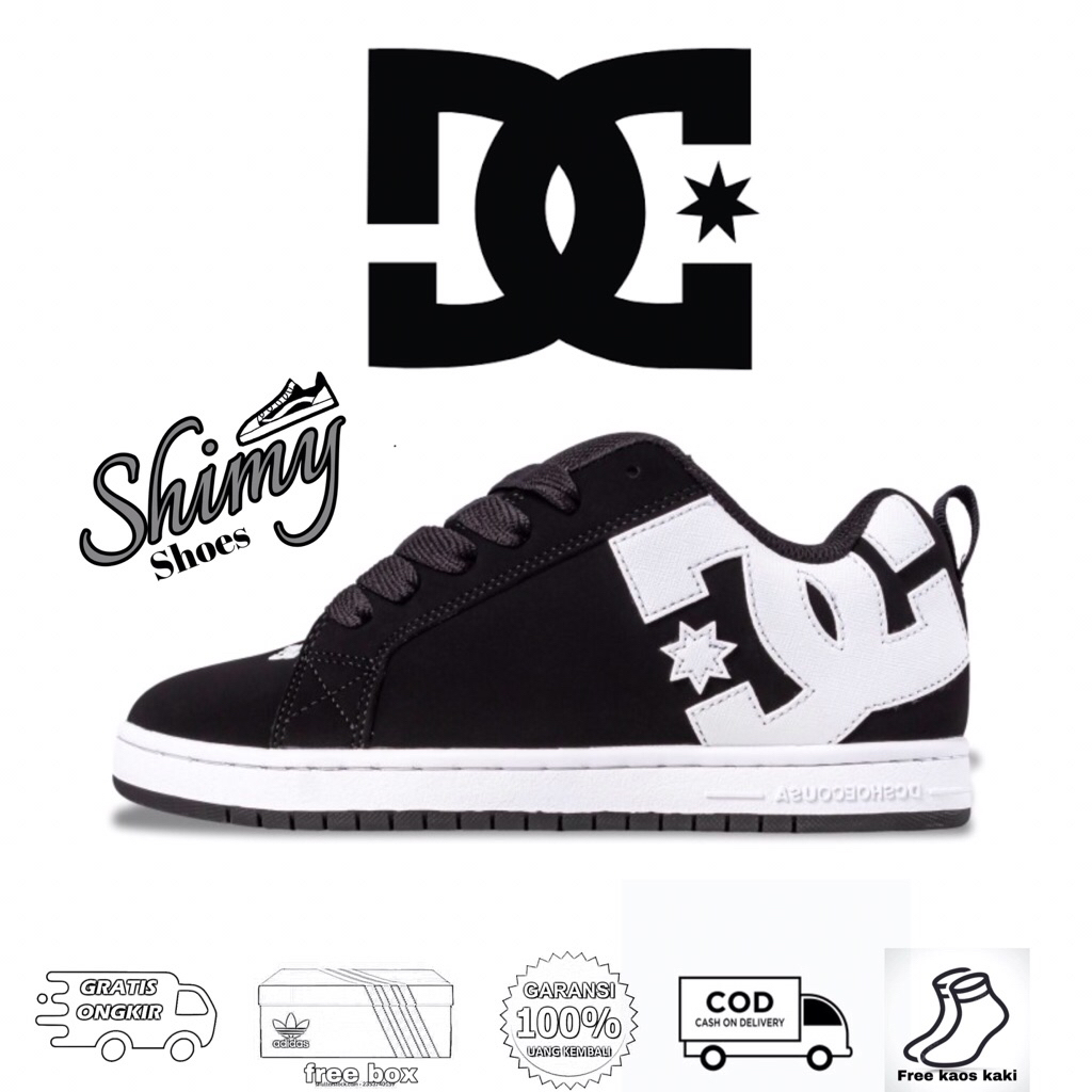 Sepatu pria wanita casual gendut gemuk DC shoes " hitam putih"