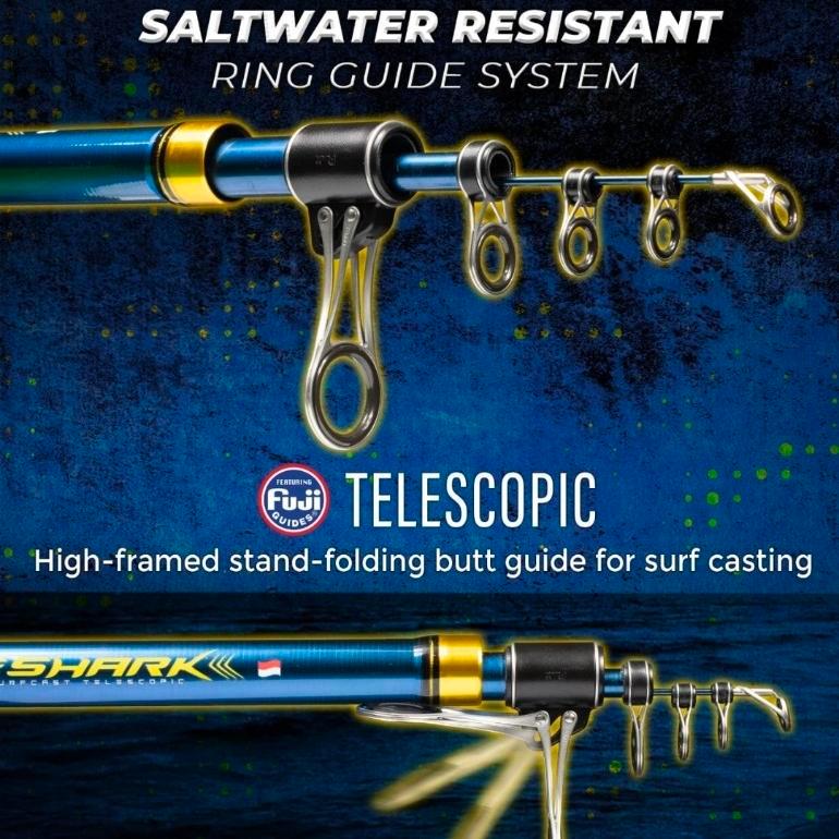 ⁠Joran Pancing Teleskopik SURF Daido Blue Shark Blueshark 3604 panjang 360cm Carbon Ring FULL FUJI