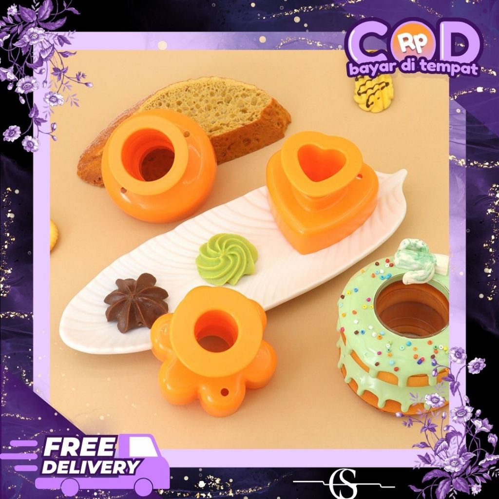 Cetakan Donat Kue Roti Bahan Plastik Bentuk Bulat Hati Love Bunga Cetakan Donat