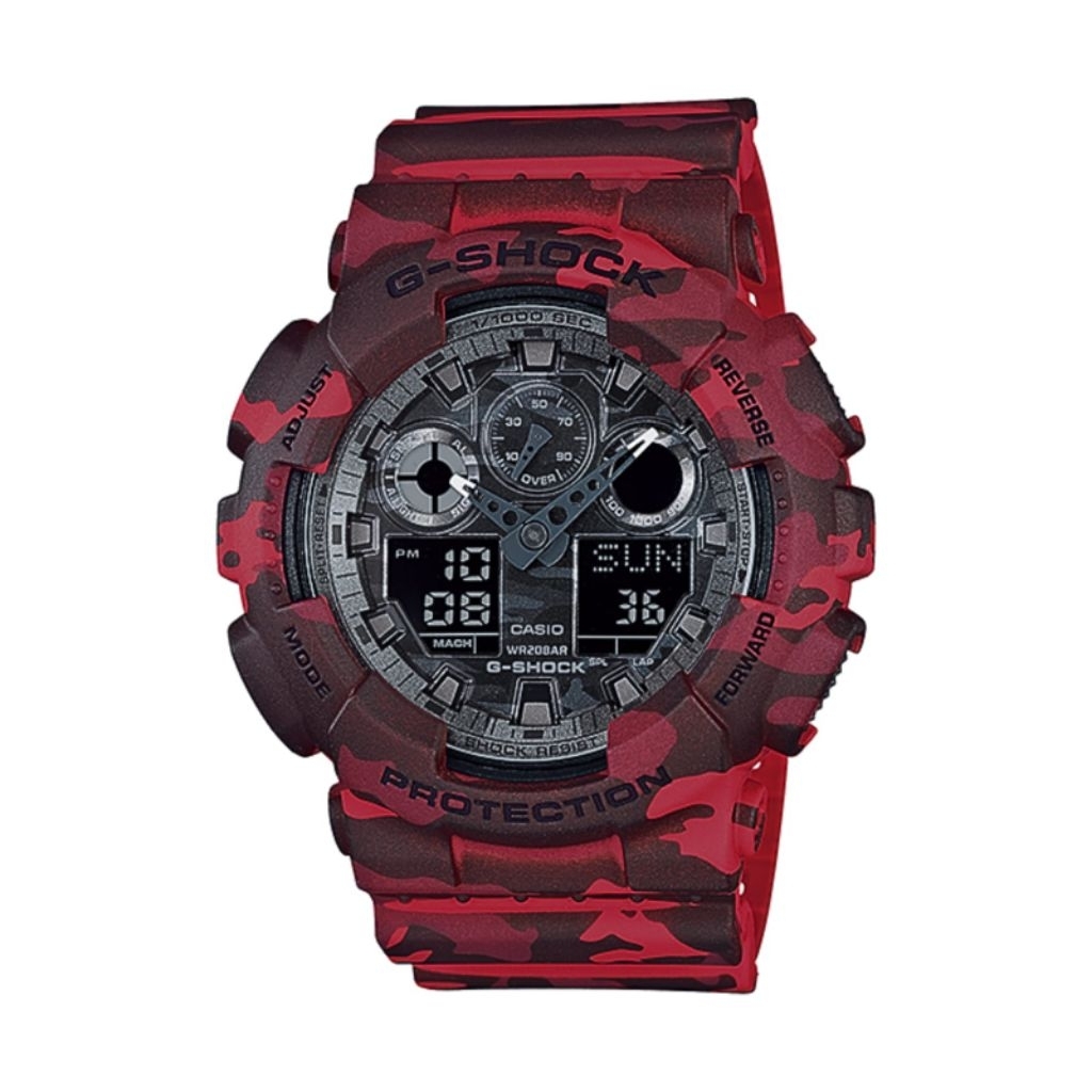GSHOCK ORIGINAL RED MOTIF ARMY DIGITAL ANALOG