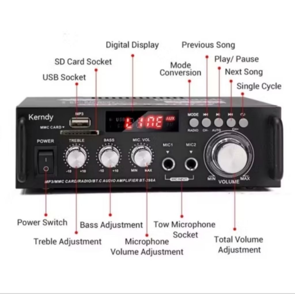 BT-298A Amplifier Bluetooth EQ Audio/Amplifier Karaoke Home Theater FM Radio 600W Original Amplifier