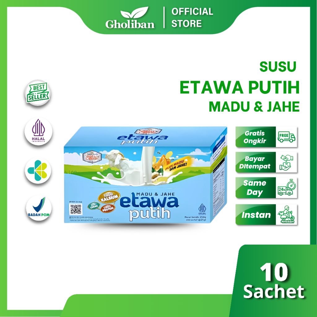 

Ratu Lebah Etawa Putih Madu & Jahe 10 Sachet Minuman Tinggi Nutrisi
