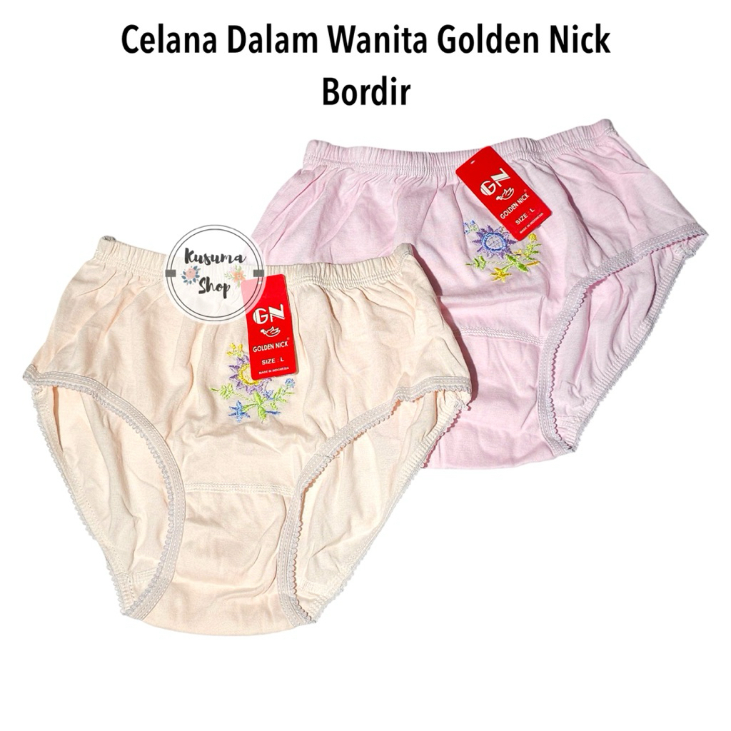 (1pcs) Celana Dalam Wanita Golden Nick Bordir