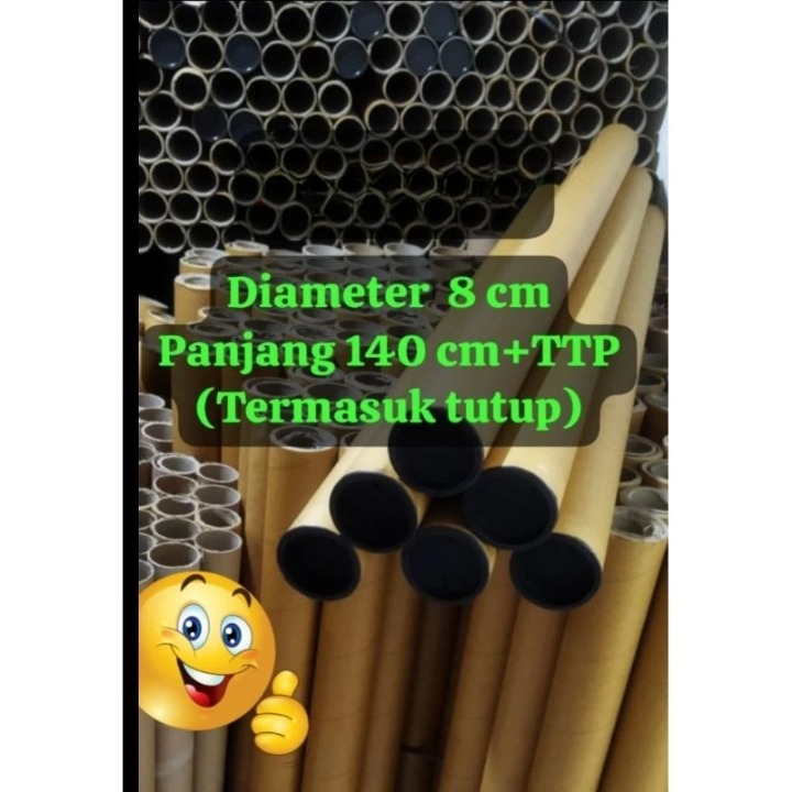 

Selongsong Inst Tabung Packing Tube Paper Core Dm 8 Cm x Panjang 140 Cm Plus Tutup