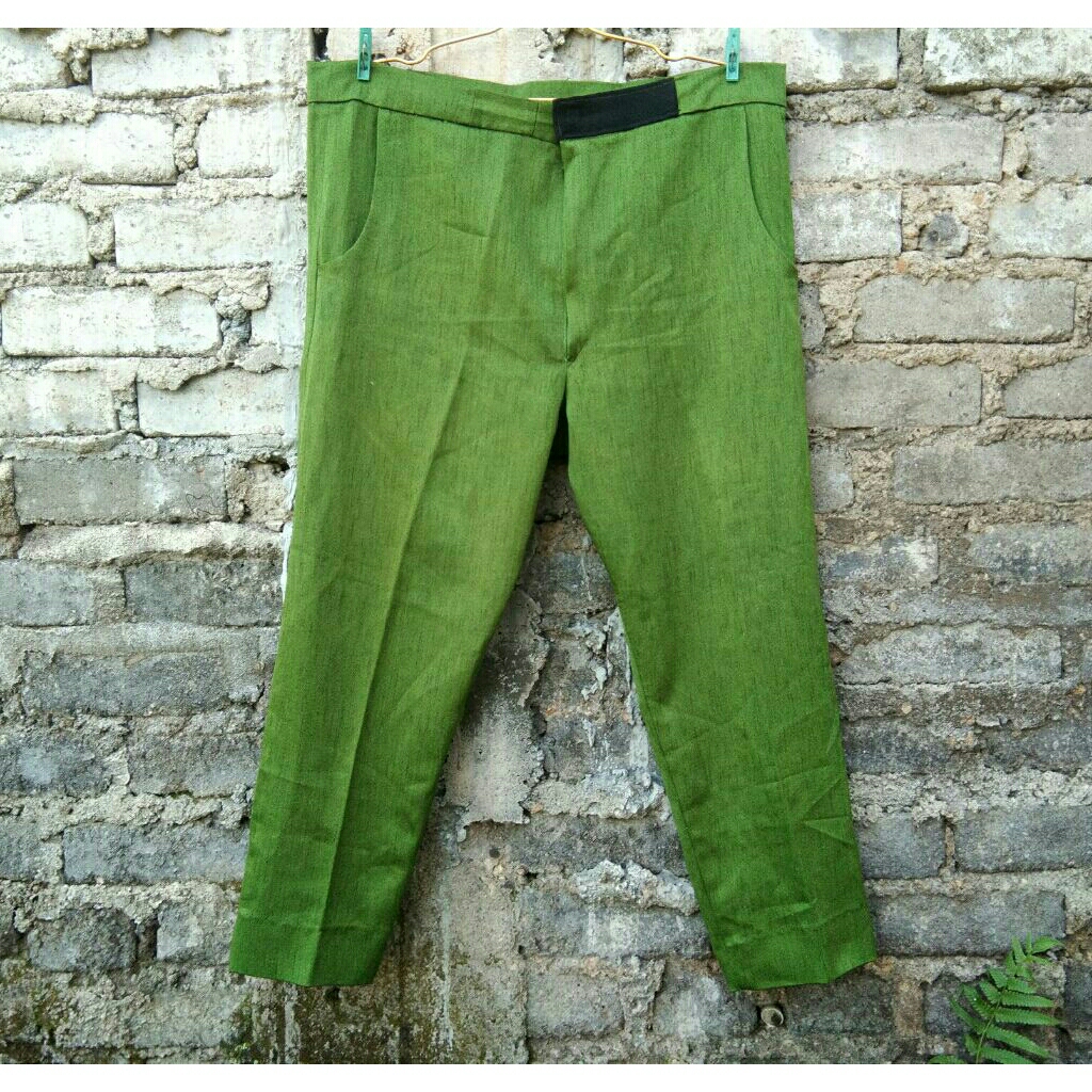 Celana Panjang Bahan Pria Wanita Hijau JUMBO XXL Preloved
