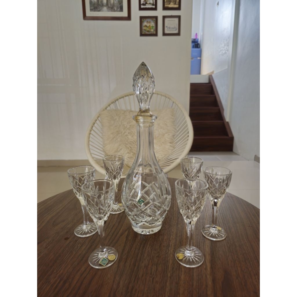 Kristal Botol Wine Set Bohemia Vintage