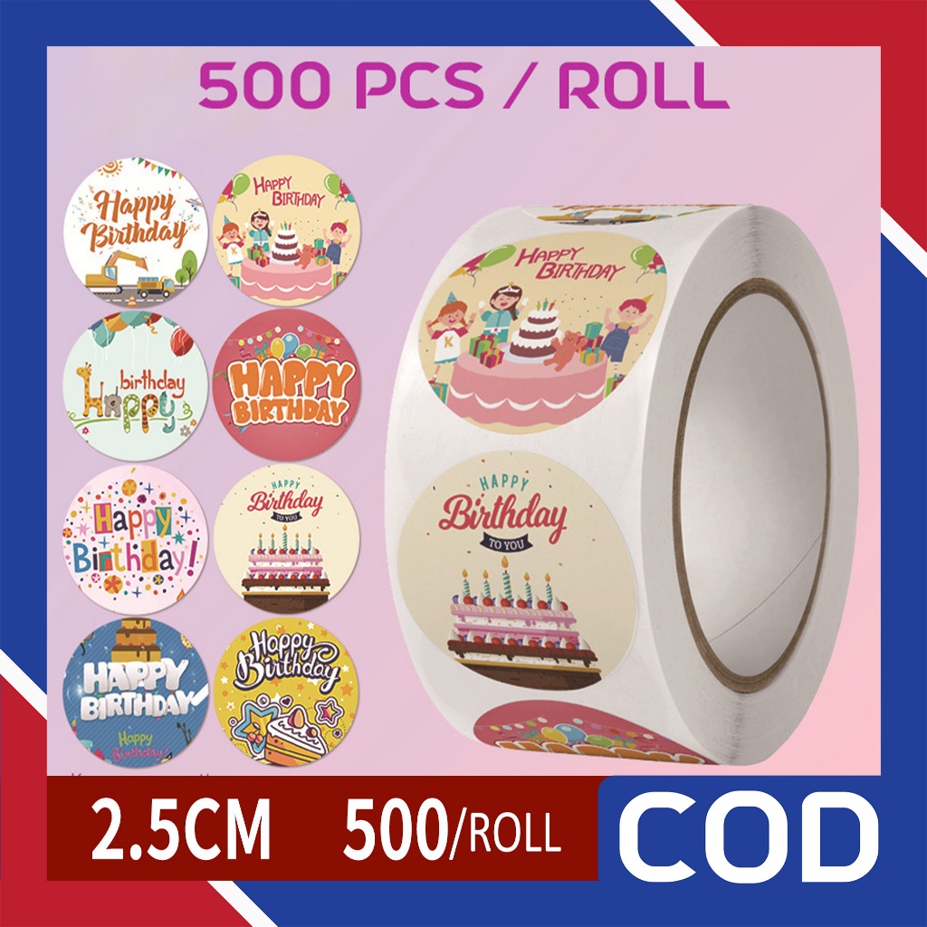 

AJ - Sticker Happy Birthday 500pcs/roll Sticker Selamat Ulang Tahun Kode B001