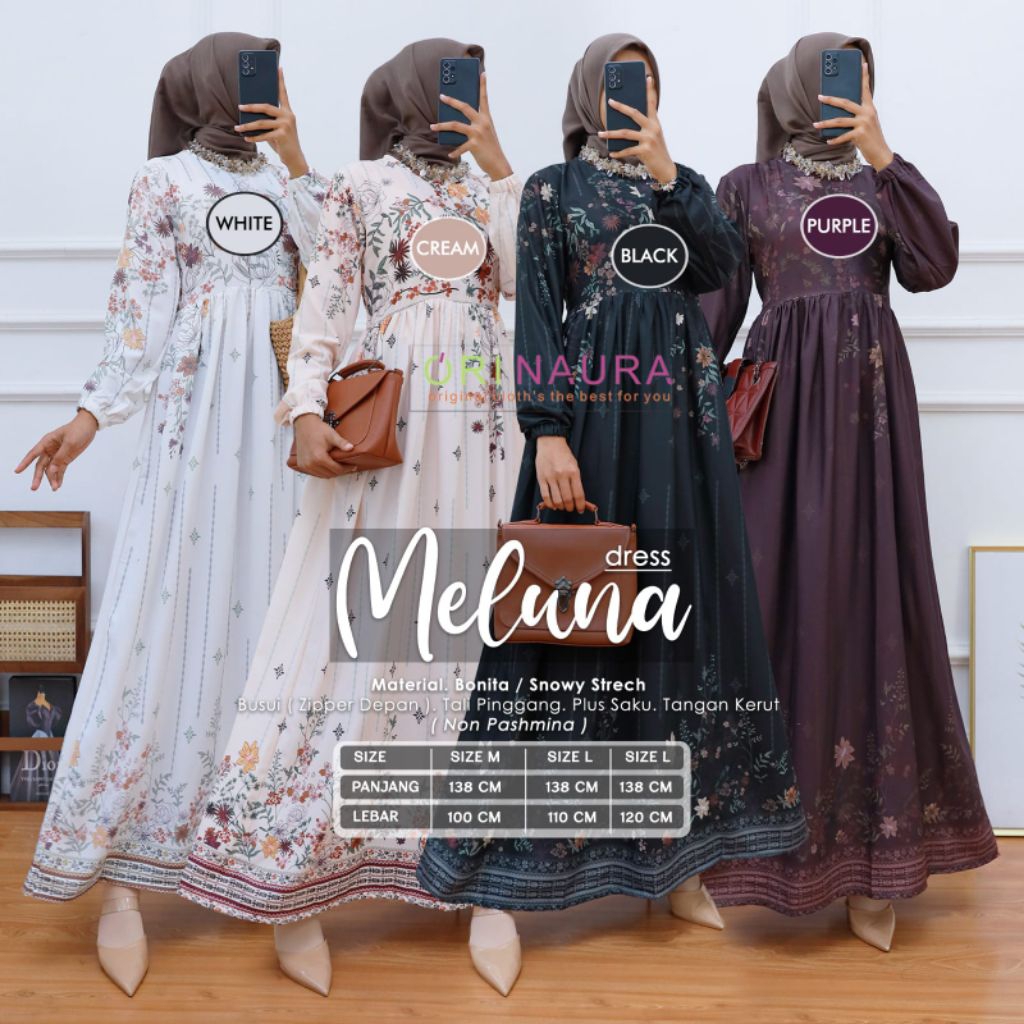 NEW MELUNA DRESS // ADIAMA DRES RAYON MOTIF BY ORI NAURA // GAMIS BUNGA-BUNGA JUMBO
