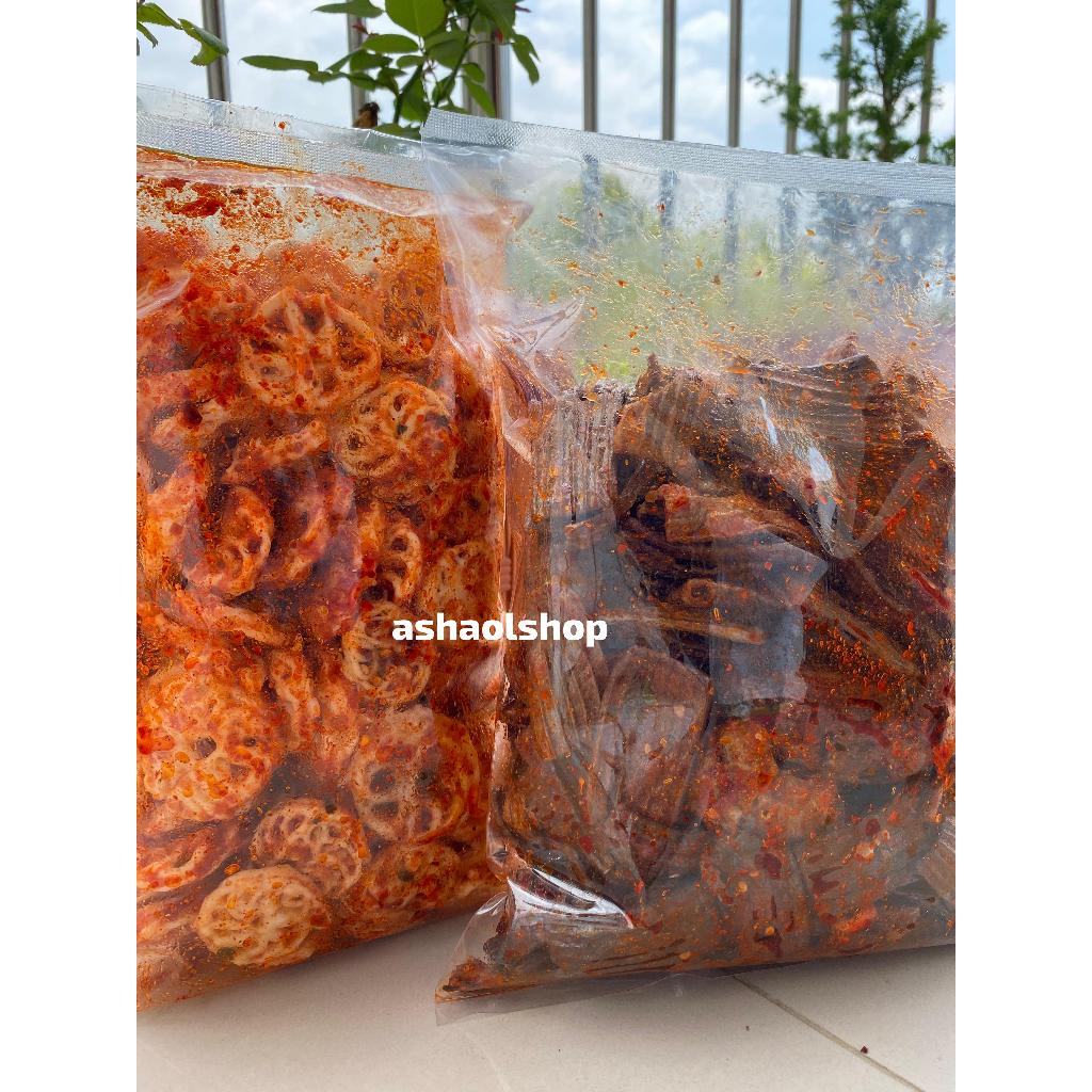 

PAKET HEMAT[BUNDLING 2PCS] SEBLAK KERUPUK RAFAEL/ MAWAR+SEBLAK KERUPUK JENGKOL PEDAS DAUN JERUK