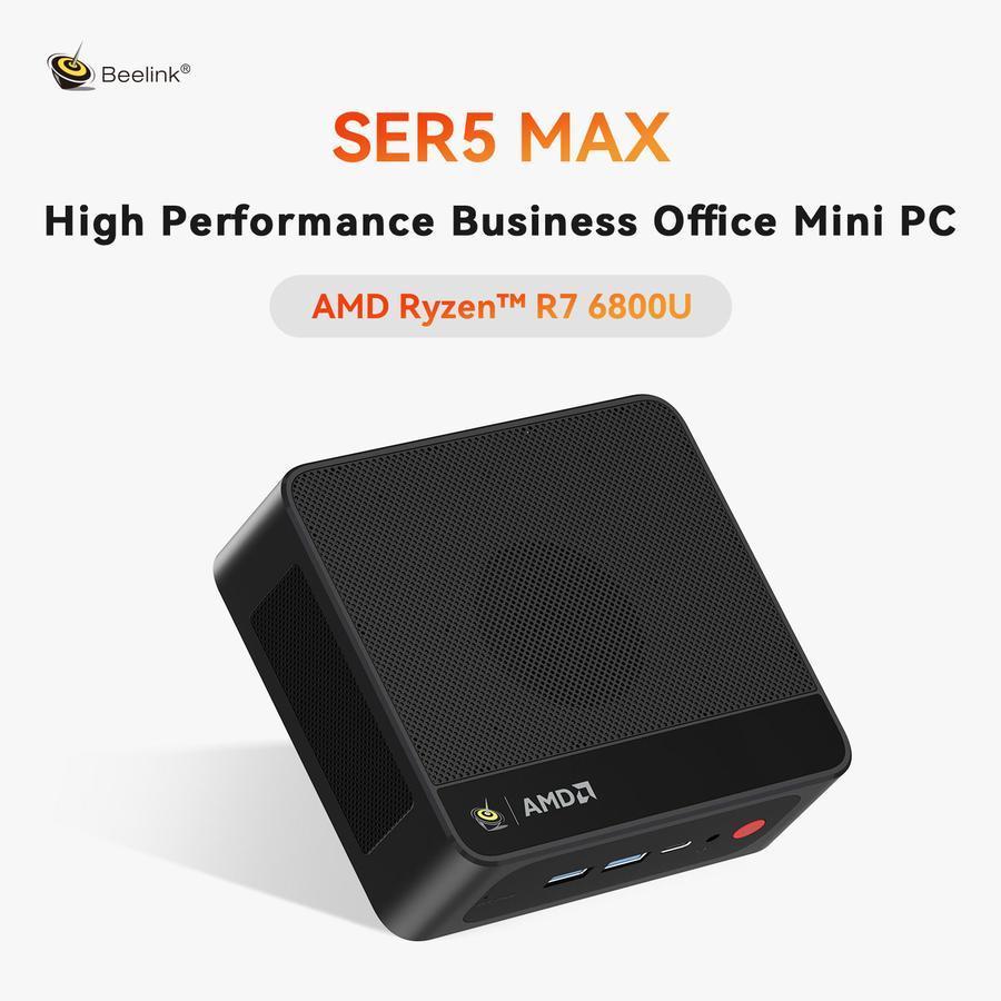 Mini PC Beelink SER5 MAX 6800U AMD Ryzen7 32GB/1TB SSD M.2 PCle4.0 HDMI DP USB Type C Windows 11 Pro